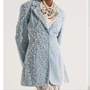 Embellished Light Blue Blazer